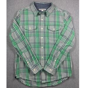 Outerknown Button Up Plaid Shirt Men's Medium Green Blue Long Sleeve Casual NWT